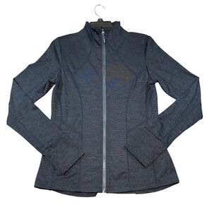 Mondetta Womens Space Dye Full Zip Active Jacket Navy Blue Thumbholes Size M